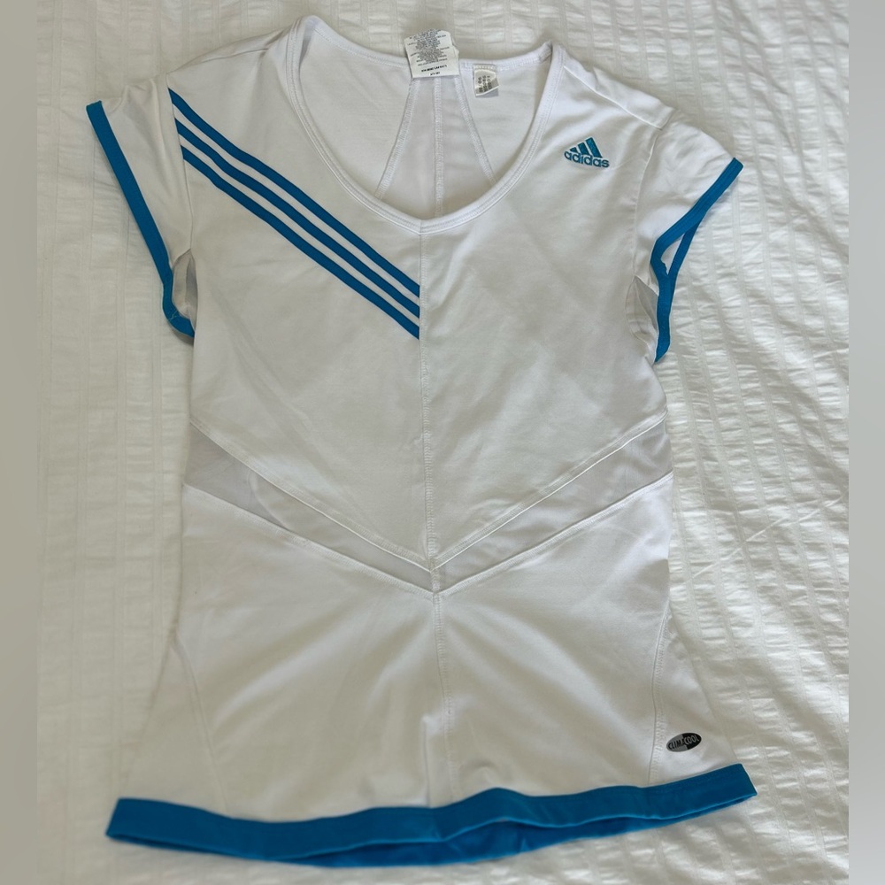 Adidas Women's White and Blue Athletic Top (matching skirt in my closet)